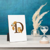 Herbst-Alphabet-Monogramm Buchstabe D � Eule mit E Fotoplatte (Seite)