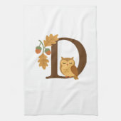 Herbst-Alphabet-Monogramm Buchstabe D � Eule mit E Geschirrtuch (Vertikal)