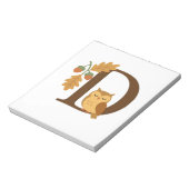 Herbst-Alphabet-Monogramm Buchstabe D � Eule mit E Notizblock (Rotiert)