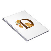 Herbst-Alphabet-Monogramm Buchstabe D � Eule mit E Notizblock (Rechte Seite)