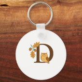 Herbst-Alphabet-Monogramm Buchstabe D � Eule mit E Schlüsselanhänger (Vorderseite)