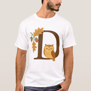 Herbst-Alphabet-Monogramm Buchstabe D � Eule mit E T-Shirt