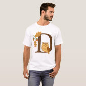 Herbst-Alphabet-Monogramm Buchstabe D � Eule mit E T-Shirt (Vorne ganz)