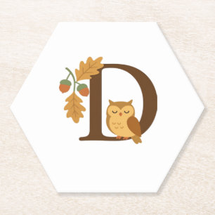 Herbst-Alphabet-Monogramm Buchstabe D � Eule mit E Untersetzer