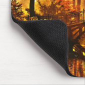 Herbst - Alte Brücke im Herbst Nebelpark Mousepad (Ecke)