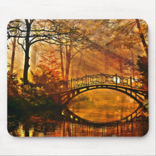 Herbst - Alte Brücke im Herbst Nebelpark Mousepad