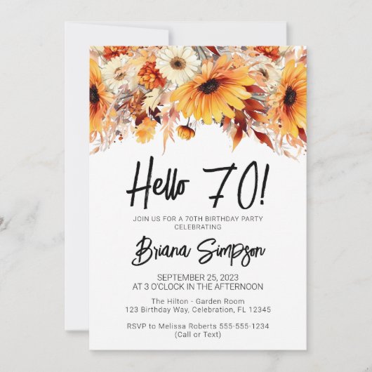 Herbst am 70. Geburtstag Einladung (Vorderseite)