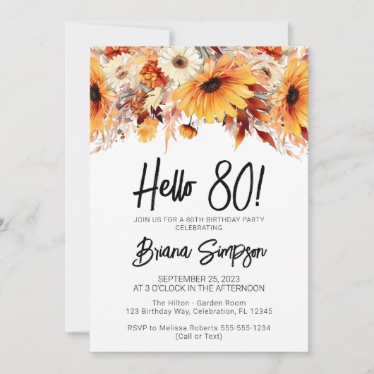 Herbst am 80. Geburtstag Einladung (Vorderseite)