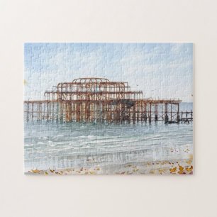 Herbst am Brighton West Pier Aquarell-Kunst Puzzle