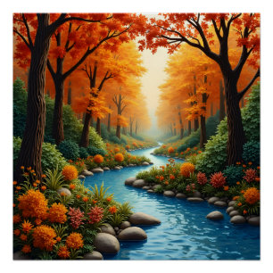 Herbst am Fluss Poster