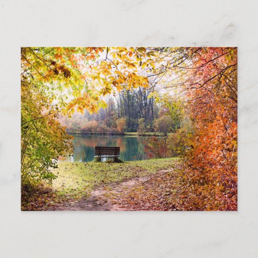 Herbst am Park Pond - Herbstlaube Postkarte (Vorderseite)