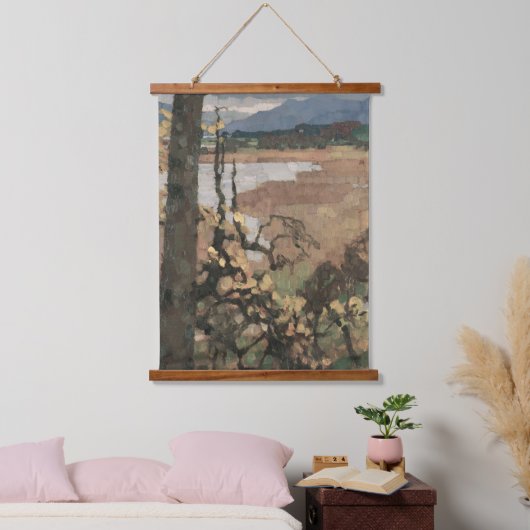 Herbst an Chiemsee | Leo Putz Landscape Art Wandteppich Mit Holzrahmen (Schlafzimmer)