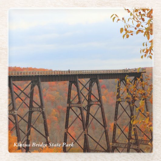 Herbst an der Kinzua-Brücke Glasuntersetzer (Vorderseite)