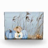 Herbst an der Küste Blau und Weiße Pumpkins und St Fotoblock (Vorderseite)