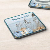 Herbst an der Küste Blau und Weiße Pumpkins und St Getränkeuntersetzer (Linke Seite)