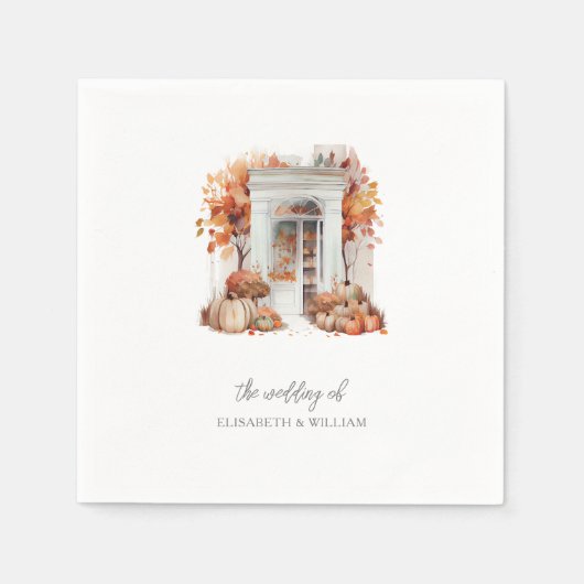 Herbst an der weißen Front Serviette (Vorderseite)