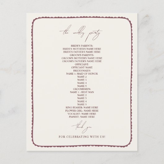 Herbst Anemone Hand Drawn Scalloped Hochzeit (Rückseite)