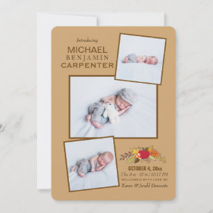 Herbst Ankunft 3 Foto Geburtsanzeige Einladung