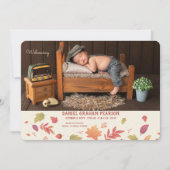 Herbst Ankunft Foto Geburtsankündigung Ankündigung (Vorderseite)