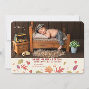 Herbst Ankunft Foto Geburtsankündigung Ankündigung