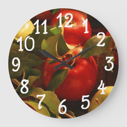 Herbst Äpfel Design Küchenmauer Uhr (Vorderseite)
