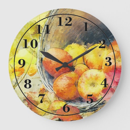 Herbst-Äpfel Große Wanduhr (Vorderseite)