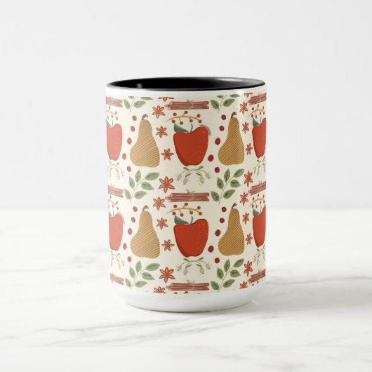 Herbst Äpfel und Birnen Rustikal Tasse (Zentrum)