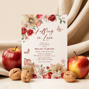 Herbst-Apfel- und Kürbis-Blumen-Baby-Party Einladung