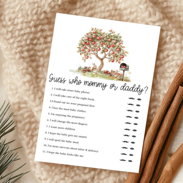 Herbst-Apfel, unser Augapfel - Rate, wer Mami oder (Fall Apple Tree Baby Shower Guess Who Mommy or Daddy Game)