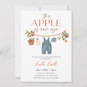 Herbst-Apfel-Wäscheleine-Baby-Party Einladung