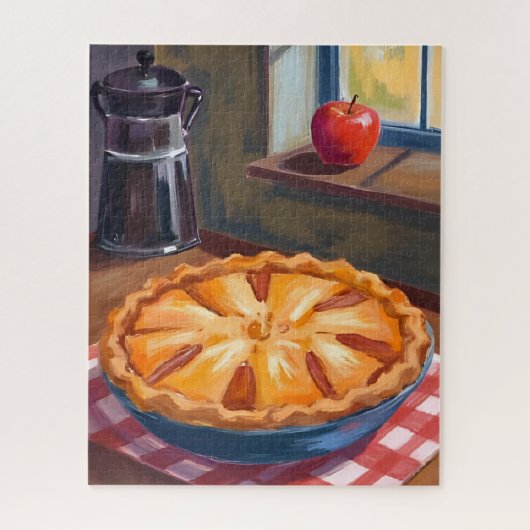 Herbst-Apfelkuchen-Aquarell Puzzle (Vertikal)