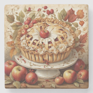 Herbst-Apple-Pie-Stone-Untersetzer Steinuntersetzer