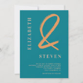 Herbst aquamarin orange Ampere und Namen Foto Hoch Einladung (Vorderseite)