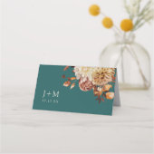 Herbst Aquamarin Terracotta Platzkarte (Rückseite)