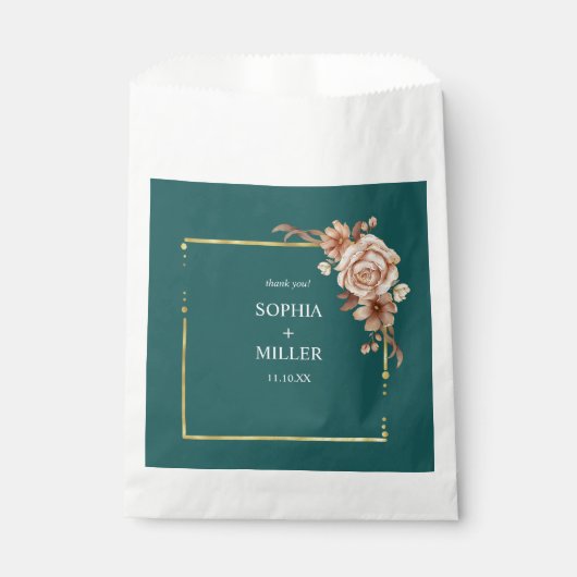 Herbst Aquamarin Wasserfarbe Terracotta auf dem Mo Geschenktütchen (Vorderseite)