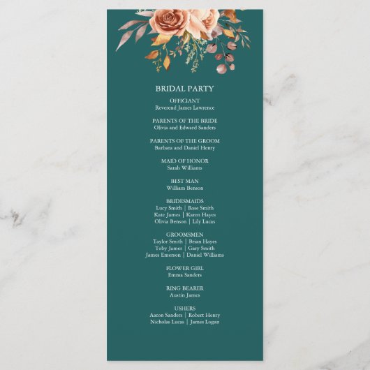 Herbst Aquamarin Wasserfarbe Terracotta auf dem Mo Programm (Rückseite)