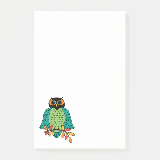 Herbst-aquamarine Eule groß Post-it Klebezettel (Vorderseite)