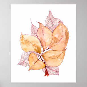 Herbst-Aquarell-Blätter Botanische Illustration Poster