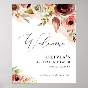 Herbst-Aquarell-Blume Herbstliche Blumen Pfirsich  Poster