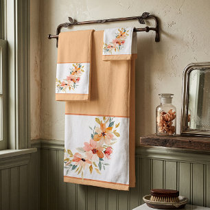 Herbst-Aquarell-Blumen Badhandtuch Set
