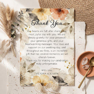 Herbst-Aquarell-Blumen-Boho-Hochzeits-Dankeschön Dankeskarte