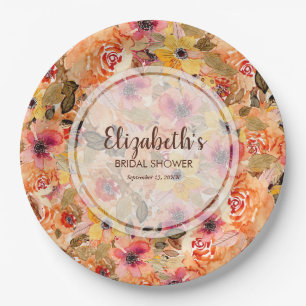 Herbst-Aquarell-Blumen-Brautjungfernparty Pappteller