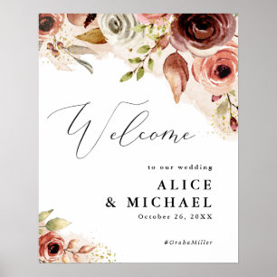 Herbst-Aquarell-Blumen-Herbst-Hochzeit-Einladung Poster