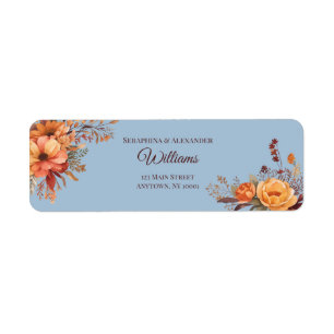 Herbst-Aquarell-Blumen-Hochzeit-Rücksendeadresse