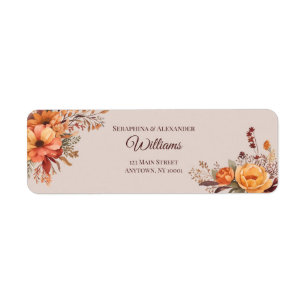 Herbst-Aquarell-Blumen-Hochzeit-Rücksendeadresse