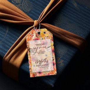 Herbst-Aquarell-Blumen-Hochzeitsdusche-Geschenk Geschenkanhänger