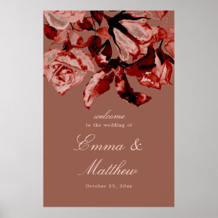Herbst-Aquarell-Blumen-Maximalismus-Hochzeitsbegrü Poster