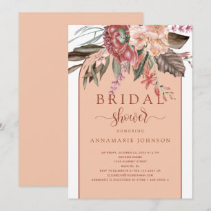Herbst-Aquarell-Blumen Rost Terrakotta Pfirsich Einladung