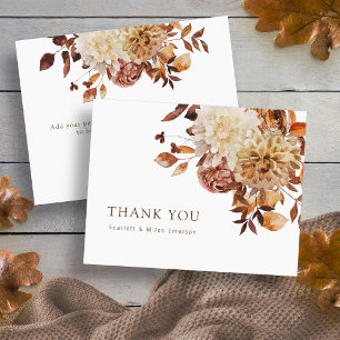 Herbst-Aquarell-Blumenhochzeit Dankeskarte