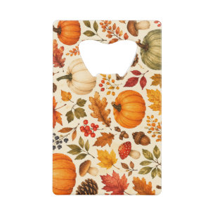Herbst-Aquarell-Kürbisse, Herbstlaub und Wald Geldbeutel Flaschenöffner